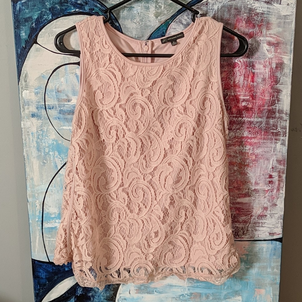 Women's Pink Lace Tank Top Size Medium